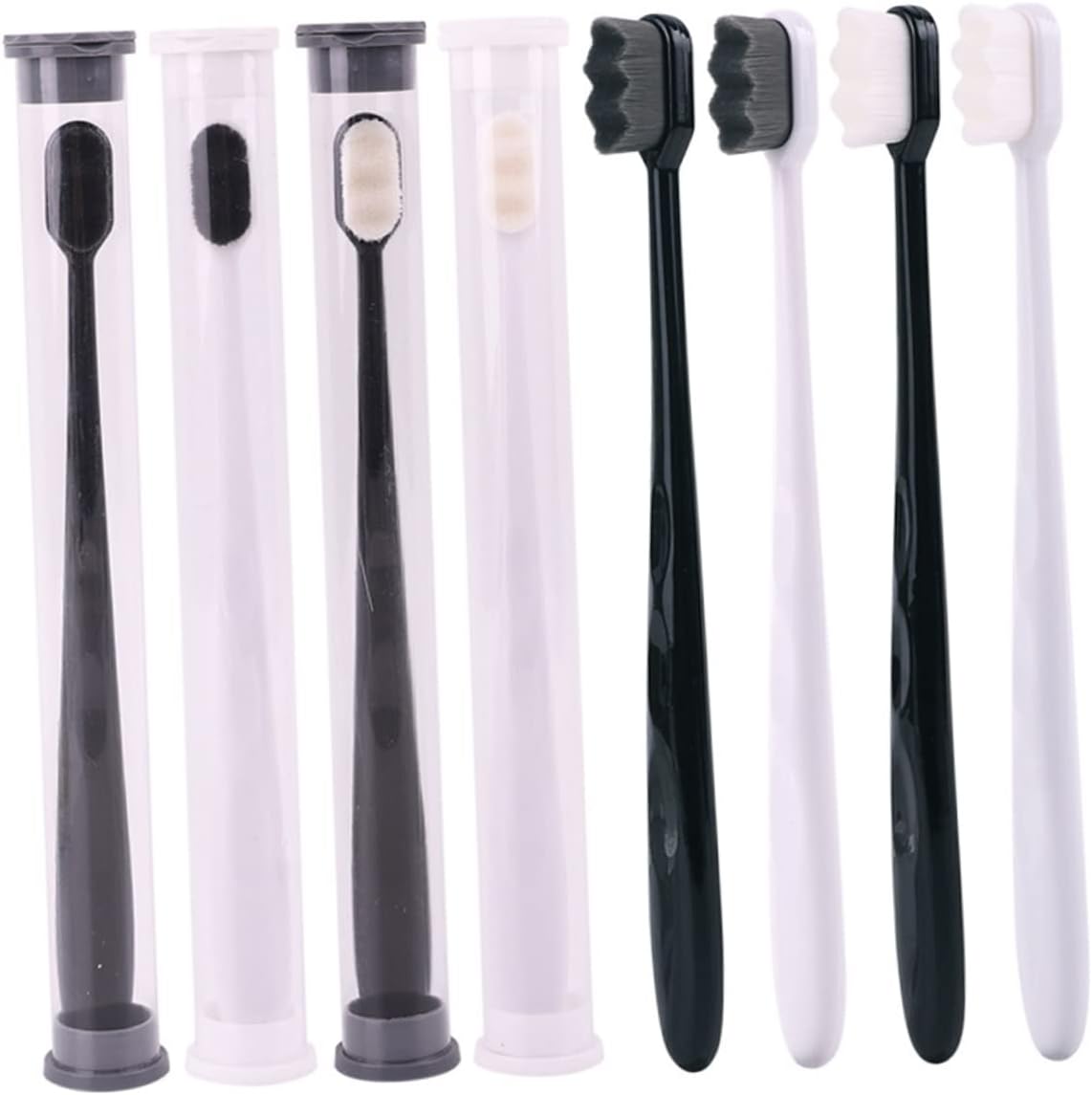 SOPOTUTU Micro Nano Bristle Toothbrushes for Oral Cleaning Ergonomic Design with Slip Handle Comfortable Grip Teeth Cleaning Hair and White Handle