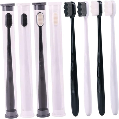 SOPOTUTU Micro Nano Bristle Toothbrushes for Oral Cleaning Ergonomic Design with Slip Handle Comfortable Grip Teeth Cleaning Hair and White Handle