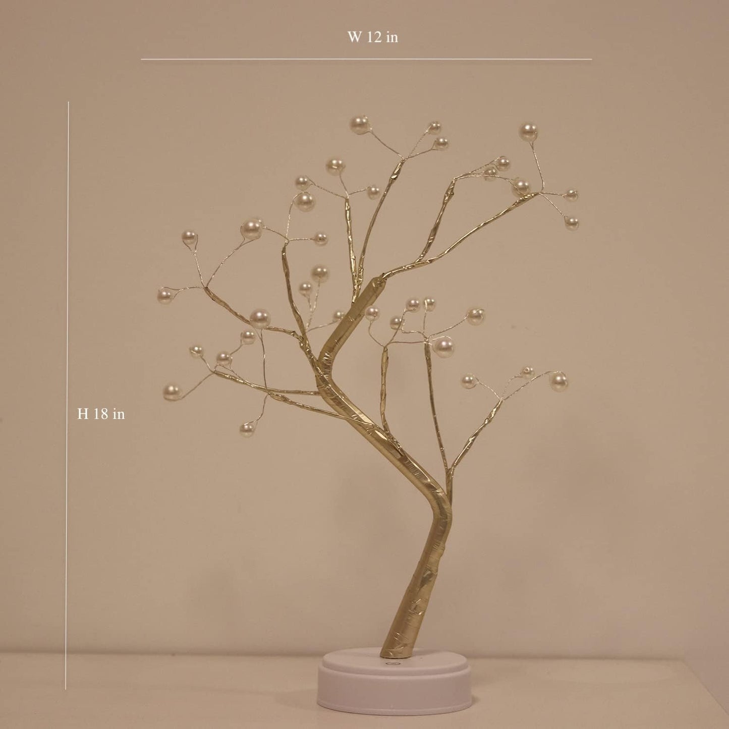 Bonsai Lighted LED Shimmer Table Top Light - Battery & USB Powered Touch Switch Lit Pearl Branch for Holiday Home Decorative Twinkling Fairy Light Spirit Tree (TLGWW-P36)