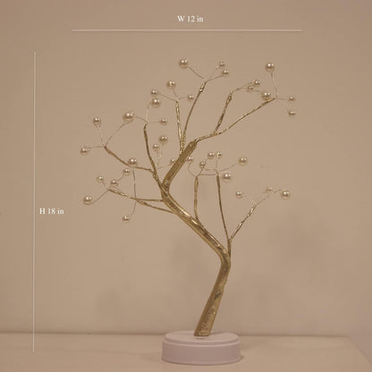 Bonsai Lighted LED Shimmer Table Top Light - Battery & USB Powered Touch Switch Lit Pearl Branch for Holiday Home Decorative Twinkling Fairy Light Spirit Tree (TLGWW-P36)