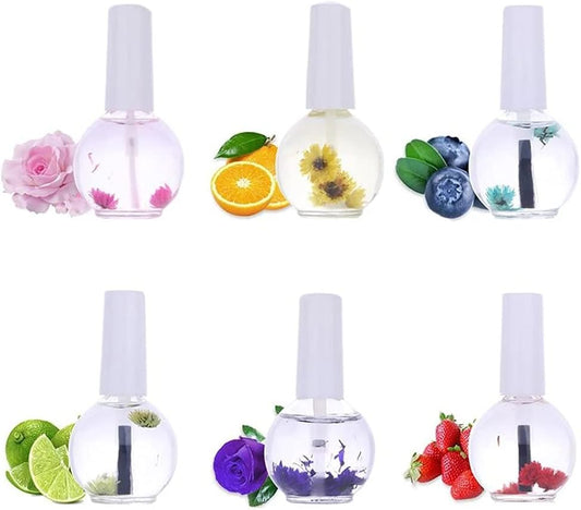 LILOVE 6 Bottle 15 ml Nail Nutritional Cuticle Oil Dried Flowers Softener Remover Flower Flavor DIY Nail Art Care Nail Nutrition Oil