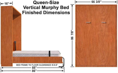 Queen-Size Do It Yourself Murphy Wall Bed Hardware Kit - Vertical Bed Cabinet