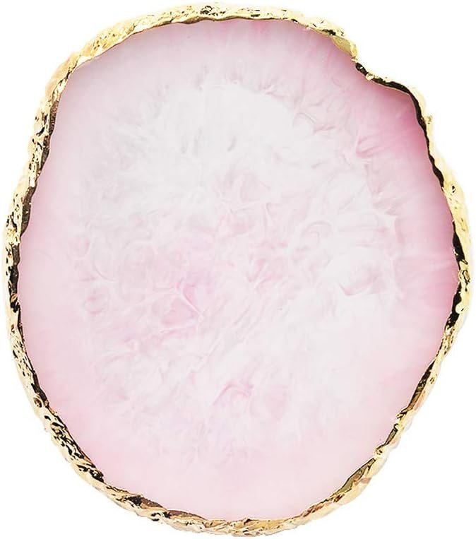 JASSINS Resin Nail Art Palette,Nail Art Painting Mixed Color Palette Gold Edge Nail Gel Color Makeup Display Board Pink