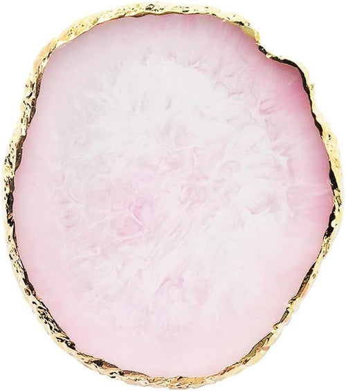 JASSINS Resin Nail Art Palette,Nail Art Painting Mixed Color Palette Gold Edge Nail Gel Color Makeup Display Board Pink