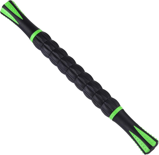 INSCOOL Massage Roller Stick,Muscle Roller Stick for Athletes,Liposuction Massage Roller for Lymphatic Drainage, for Relief Muscle Soreness, Help Runner Legs, Back Recovery (Light Green & Black)