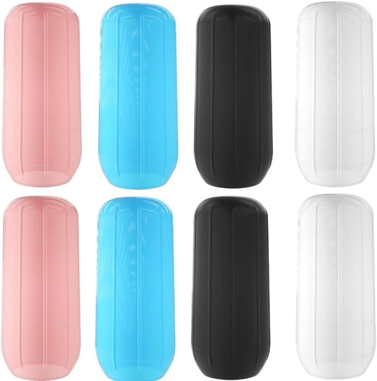 FUNNTY Toiletry Sleeves Leak Proof, 8Pcs Reusable Silicone Elastic Sleeves for Leak Proofing Travel,Travel Bottles Covers Accessories Blue (Blue, Black, Pink, White)