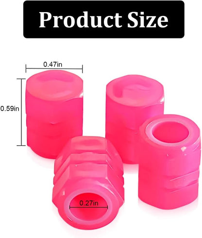 Tire Valve Stem Caps for Car, 12PCS Noctilucous Tire Air Caps Cover, Illuminated Auto Wheel Valve Stem Cap, Car Accessories Universal for Car, Truck, SUV, Motorcycles, Bike (Pink)