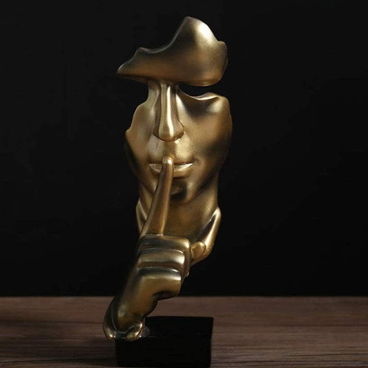 Modern Sculpture Design - Silence Is Golden - Handmade Men Statues Resin Sculpture Abstract Living Room Office Decorations Creative Home Gift Figurines (11 x 4 x 4 Inches)