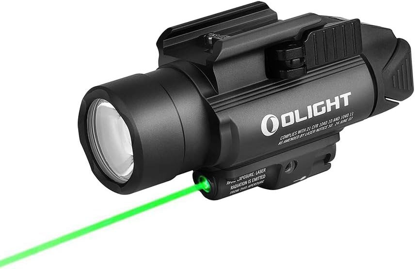 OLIGHT Baldr Pro 1350 Lumens Tactical Flashlight, Ultra Bright Light with Green Beam and White LED Combo, Compatible with 1913 or GL Rail, Light Powered by Batteries (BK)