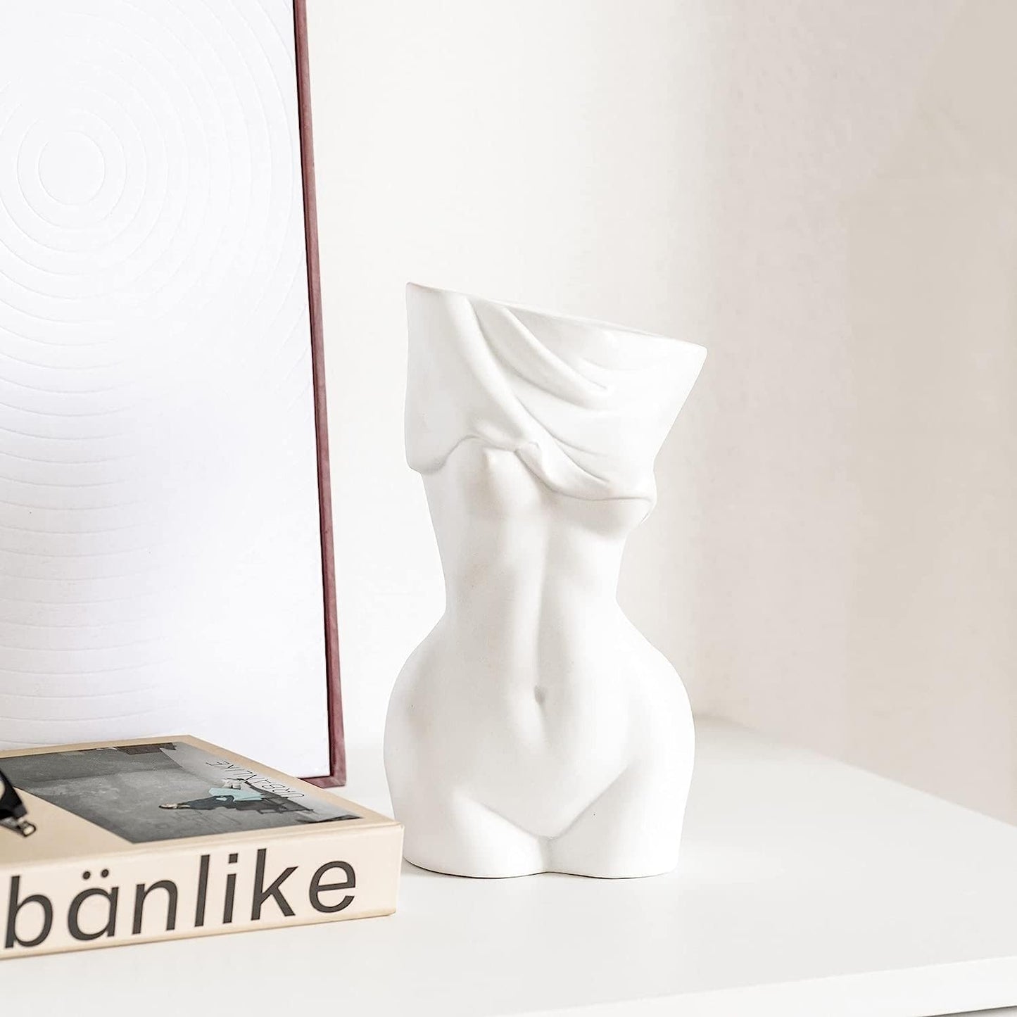 Feminine Body Vase Ceramic Female Undressing Vase, Modern Body Vase Creative White Vase for Living Room Bookshelf Home Decor
