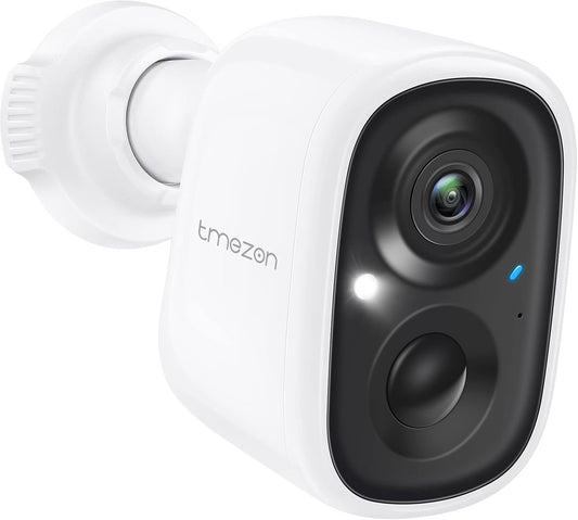 TMEZON 1080p Indoor/Outdoor Security Wireless Camera,Rechargeable Battery/Solar Powered for Home Surveillance, PIR Motion Detection, Stunning Night Vision, Smart Home Supported,Without Solar Panel