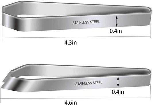 2 Pcs Fish Bone Tweezers Stainless Steel Flat and Slant Fish Bone Pliers Professional Fish Tweezers, Kitchen Seafood Tool(4.6")