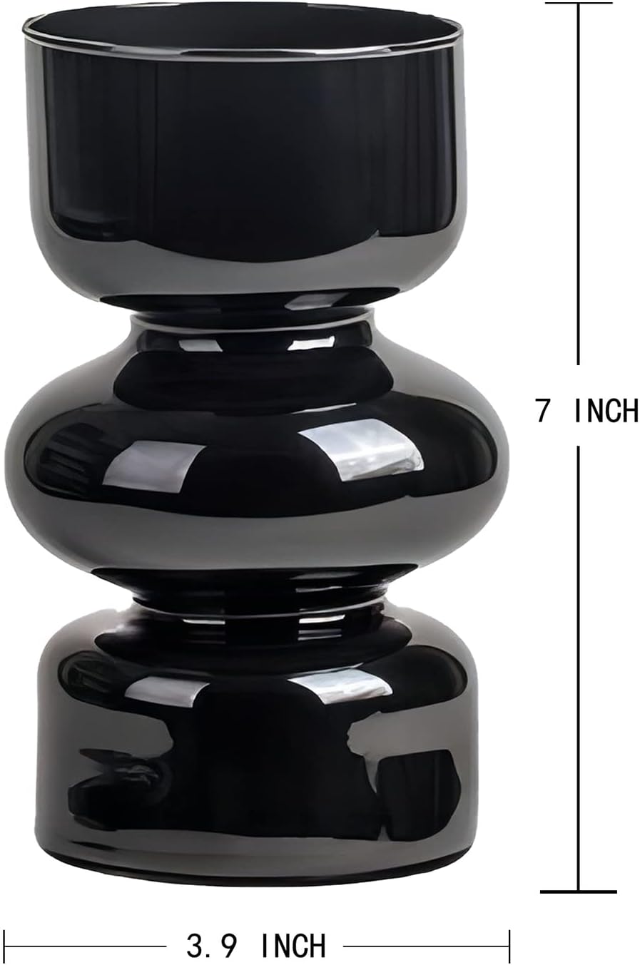 WYFQ501 Black Borosilicate Glass Vases, 7 Inch Height, Contemporary Style, Solid Black, Cylindrical Shape, Living Room Decor