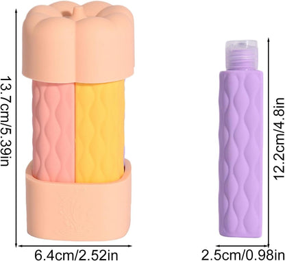 Travel Shampoo Bottles, Refillable Containers, 4-in-1 Leakproof Silicone Design, Approved Twist Dispenser, for Home, Gym, Hiking, Camping, Vacation, 2.52x5.39 Inches