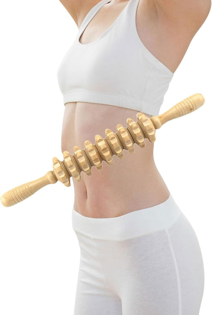 SUSOO 2 Pack 360° Wood Therapy Massage Tools, Wooden Lymphatic Drainage Stick Roller, Maderoterapia Kit for Cellulite Reduction, Body Sculpting, Muscle Relief, Contouring & Self Massage Tool