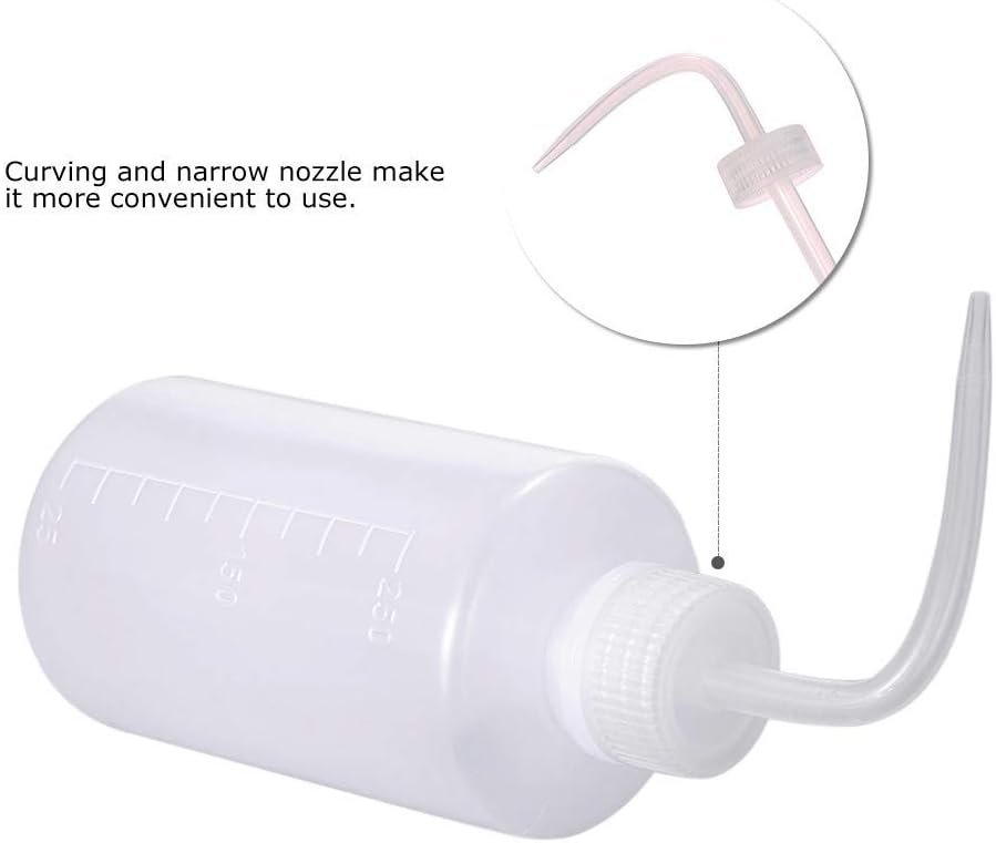 DONSTRAW Wash Bottle 2pcs 250ml/8oz Safety Bottles Watering Tools, Economy Plastic Squeeze with Narrow Mouth Scale Labels for Medical Succulent Cleaning Washing