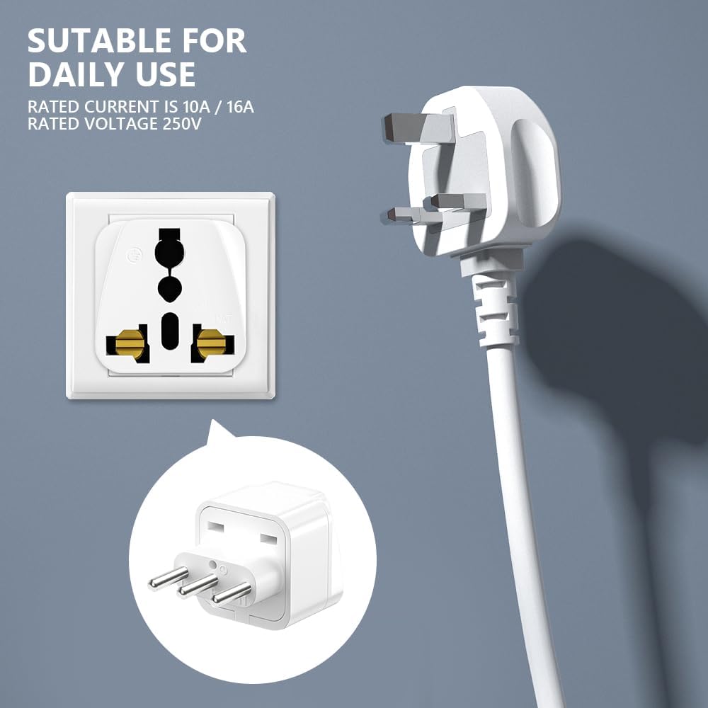JOAASU Universal Travel to Italy Adapter, 4pcs World to Italy Socket Adapter, UK US China to Italian 10A Plug Converter for UK USA AUS to Italian Plug (White)