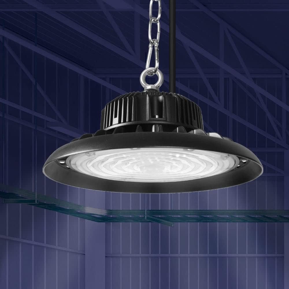 EMITTO UFO LED High Bay Light 100W,Commercial Led Shop Lights Fixture for Garage Factory Warehouse Industrial Indoor Outdoor Lighting,5000K Daylight,IP65 Waterproof
