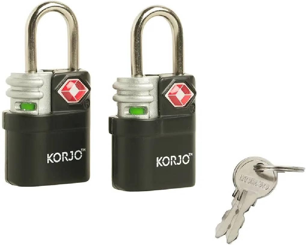 Korjo Double Pack Travel Locks, TSA Authorized, 2 Pack, Black