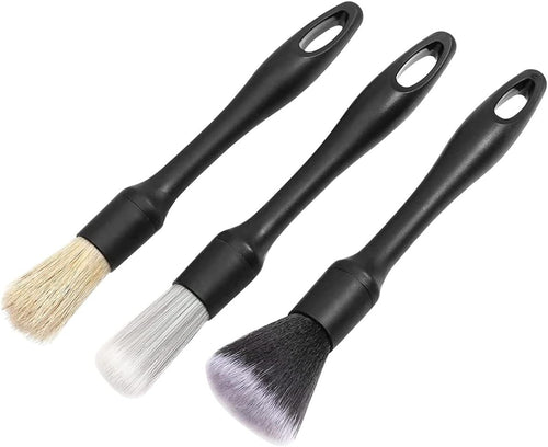 3pcs Car Detailing Brushes Set Soft Auto Detailing Brush Kit Comfortable Grip and Scratch-Free Cleaning Brush for Car Interior or Exterior, Wheels, Tires, Engine Bay, Leather Seats, Door Panels, Emble