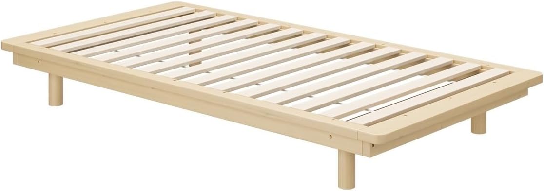 Oikiture Single Bed Frame Solid Wood Frame Platform Bed Wooden Bed Base