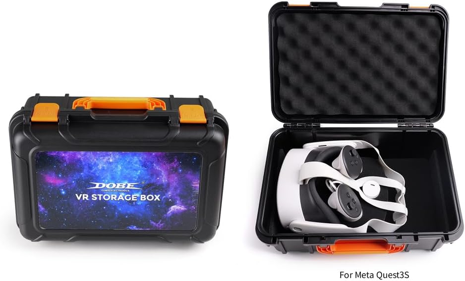 Meta Quest 3S Bag, Travel Case, Shockproof EVA Hard Shell Case, Anti-Scratch Organizer Divider Box Compatible with VR Accessories