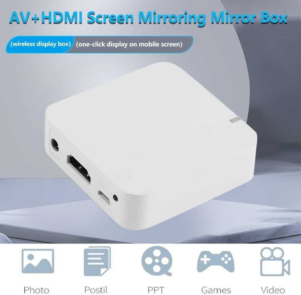 Smart AV+HDMI Adapter Car Display Box Phone to Car Screen Mirroring Miracast Airplay, Support iOS// 0S10/Android Projection Accessory