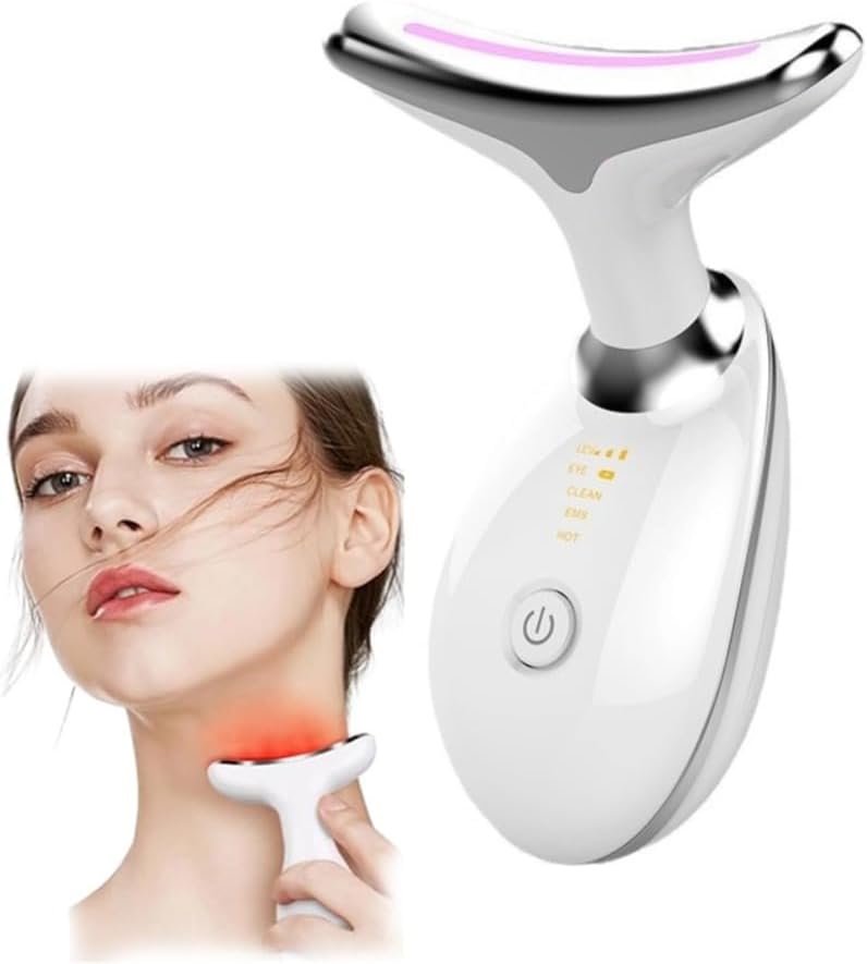Poemtian Portable Neck and Face Massager, Multifunctional Facial Massage Tool, Micro Glow Face Sculptor, 7 Color Led Face Neck Massager for Skin Care Routine At Home, Easy To Use