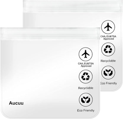 Aucuu Travel Liquid Pouches, 20 x 20 cm Airplane Liquid Bags, Transparent Travel Bags, Airplane Transparent Waterproof Sachets, Portable Makeup for Travel Holiday, #6 White-2 Pieces