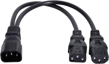 ChenYang IEC 320 C14 Male 1 to 2 C13 Female Y Splitter Power Extension Cable Adapter 10A 250V for Monitor/Computer/PDU Chassis/Printer