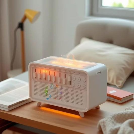 3-in-1 White Noise Humidifier Aromatherapy Diffuser with Night Light 360° Sleep Therapy Machine for Baby, Nursery, and Adults Bluetooth Speaker, 8 Ambient Sounds