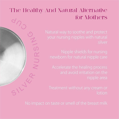 BoobyBuds The Original Silver Nursing Cups 999 Silver - Nipple Shields for Nursing Newborns - 100% Pure 999 Silver - Universal Fit - Soothe and Protect Sore Nipples - Essential for Breastfeeding Mothers (999 Silver XL Silicone Rings)