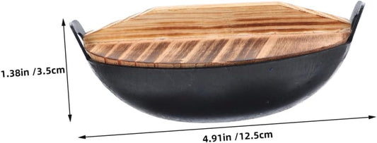 Garneck Mini Wok Di Ferro a Doppio Orecchio Mini Utensili Da Cucina Wok Della Casa Delle Bambole Accessori Da Cucina Da Gioco Di Dimensioni Mini Gadget Da Cucina in Miniatura Ferro Battuto