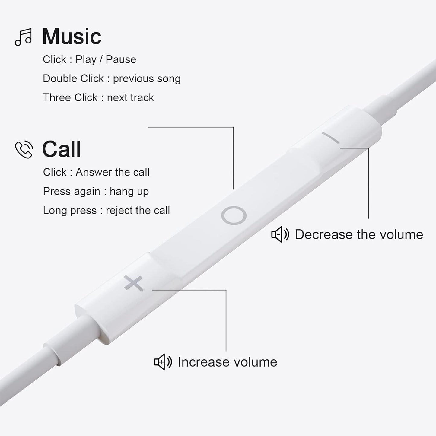 Apple Earbuds Lightning Headphones for iPhone, iPhone Earphones Wired with Lightning Connector【Apple MFi Certified】 for iPhone 14/13/12/11/XR/XS/X/8 (Built-in Microphone & Volume Control)