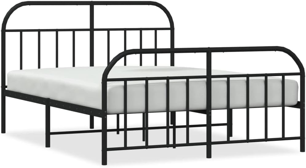 JUNZAI Giroletto con Testiera e Pediera Metallo Nero 140x190 cm,Mobili,Letti e Accessori,Letti e telai per Letti