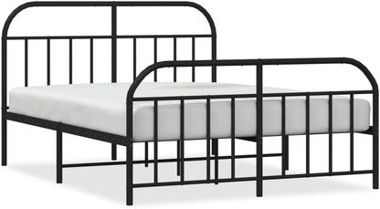 JUNZAI Giroletto con Testiera e Pediera Metallo Nero 140x190 cm,Mobili,Letti e Accessori,Letti e telai per Letti