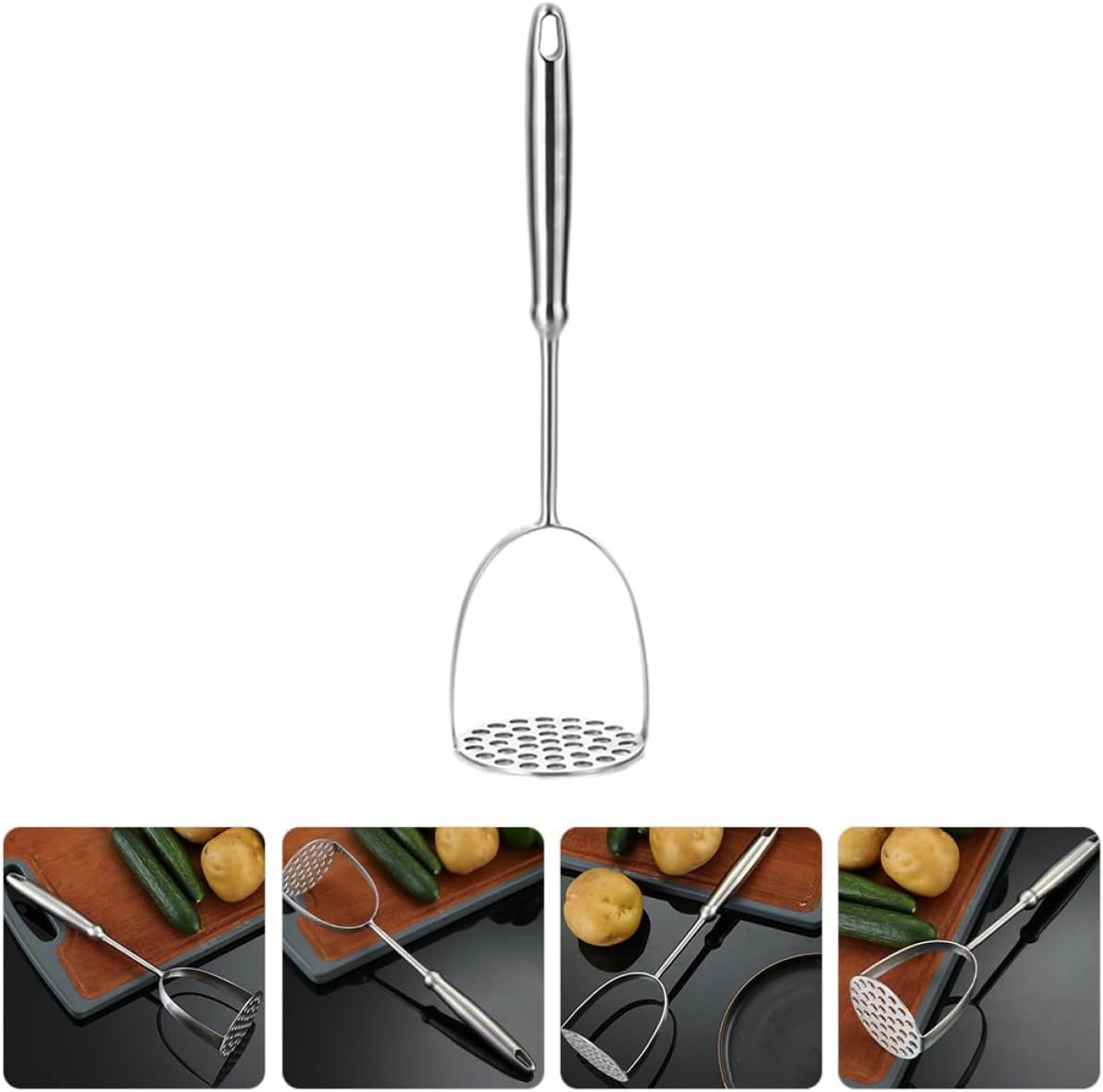HOLIDYOYO Tools for Grinding Potatoes Set Kitchen Tools Kitchen Gadgets Kitchen Masher Press for Potatoes Dad Kitchen Utensils Crusher Beans Stainless Steel 304 Silver