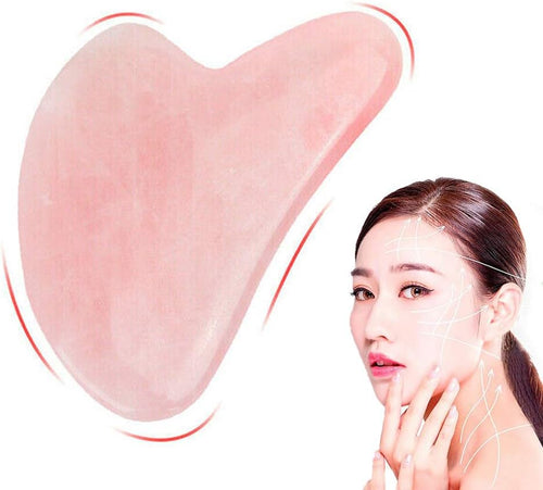 Gua Sha Scraping Tool, Natural Rose Quartz Gua Sha Facial Tools, Skin Care Gua Sha Facial Spa, Guasha Heart Shaped Massage Stone Facial Massager, Rose Quartz Scraping Board Skin Anti-Aging