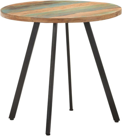 Round Dining Table, Coffee Table, Solid Reclaimed Wood Side Table for Dining Room, Kitchen, Living Room, 80 x 75 cm