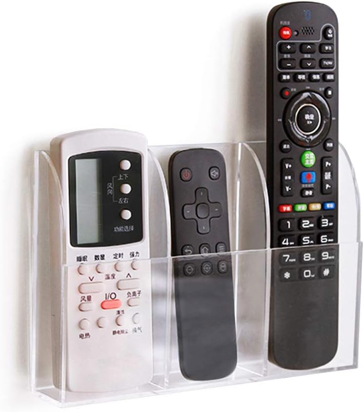 APSOONSELL Remote Control Holder Organizer Wall Mount Acrylic Tidy for Air Conditioner, TV Box, Stereo, 3 Slots