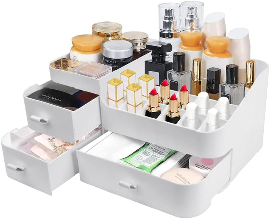 REFORUNG Makeup Organizer with Drawers Makeup Organizer Storage Container Makeup Organizer 28 x 18 cm Plastic Cosmetic Organizer for Cosmetics, Jewellery and Accessories