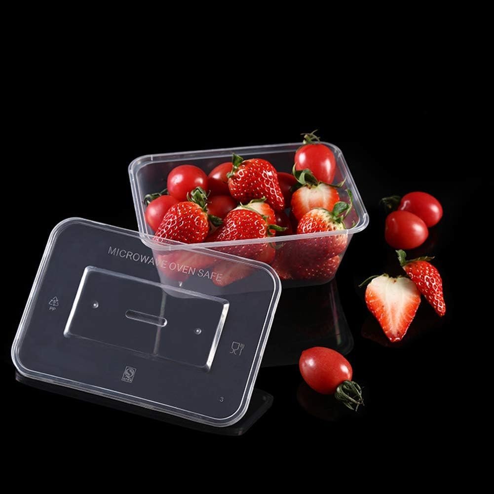 Witheeyou 50 Pack Meal Prep Containers with Lids, 26oz/750ml Clear Plastic Food Container, Square Bento Boxes, Plastic Food Storage Boxes, Microwave, Dishwasher Safe for Keto Work Meal, Lunch, Snack