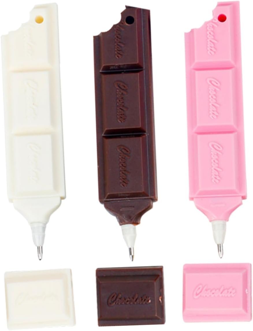 SEWACC Unique Creative Stationery 3pcs Chocolate Shape Pen Kids Gel Pen Novelty Writing Tools