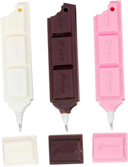 SEWACC Unique Creative Stationery 3pcs Chocolate Shape Pen Kids Gel Pen Novelty Writing Tools