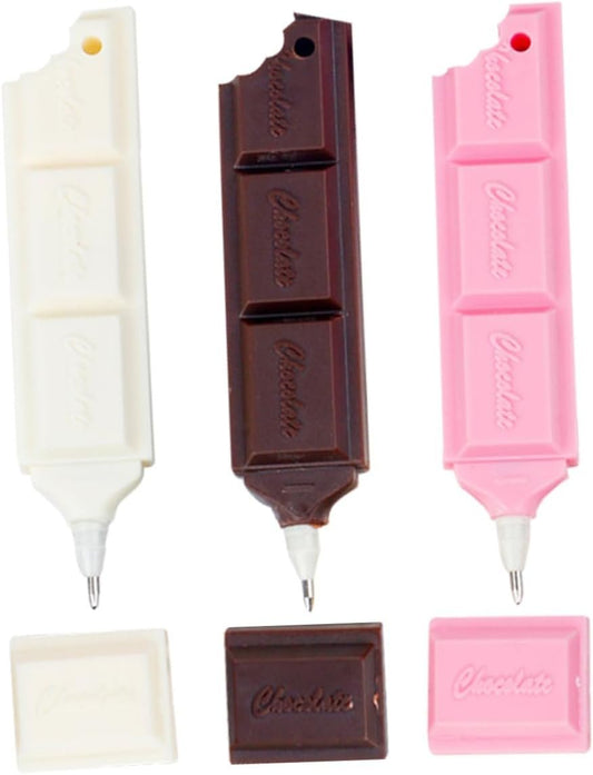 SEWACC Unique Creative Stationery 3pcs Chocolate Shape Pen Kids Gel Pen Novelty Writing Tools