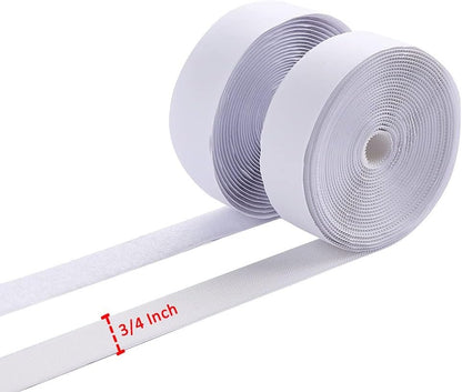 3/4 Inch Sticky Back Hook and Loop Tape White Self-Adhesive Fasteners Mounting Tape for Home School Office Car and Crafting Organization (5 Yards)