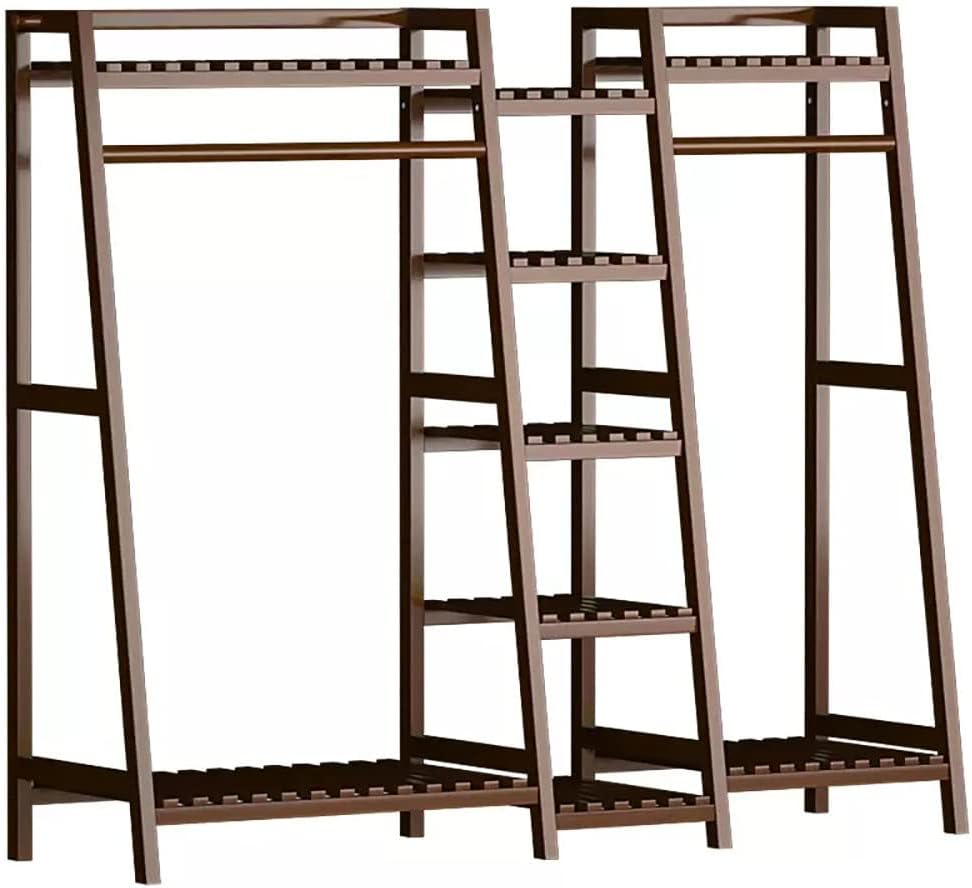 Elegante Appendiabiti Indipendente in bambù con ripiano Superiore, Asta Appendiabiti e vano portascarpe - Organizzatore Guardaroba Aperto per mobili da Camera da Letto, corridoio e Ingresso