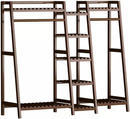 Elegante Appendiabiti Indipendente in bambù con ripiano Superiore, Asta Appendiabiti e vano portascarpe - Organizzatore Guardaroba Aperto per mobili da Camera da Letto, corridoio e Ingresso