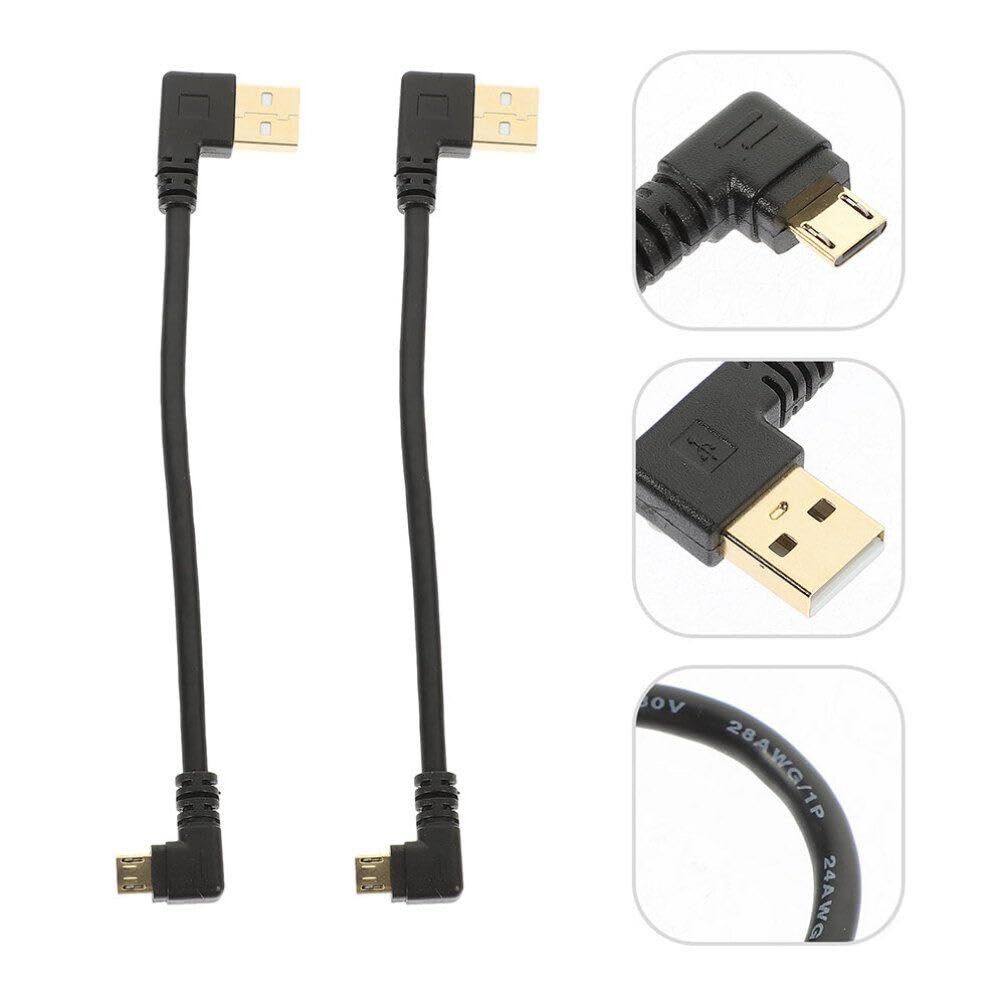 FUNOMOCYA 2 pcs Right Angle USB Cable Adapter for Data and Charging Compatible with Smartphones and Tablets