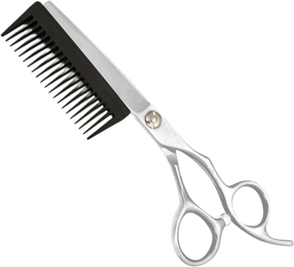 Forbici da Parrucchiere | Attrezzi Per Taglio Capelli | Forbici Sfoltitrici 2 in 1 con Pettine Rimovibile per Uomo Donna Taglio Capelli a Casa Viaggio Parrucchieri Salone Domestico Cura